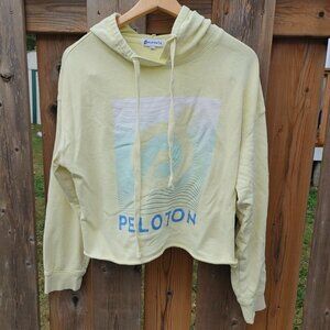 FUN PELOTON Hooded Sweatshirt Women's Size Small Rolled Up Hem
